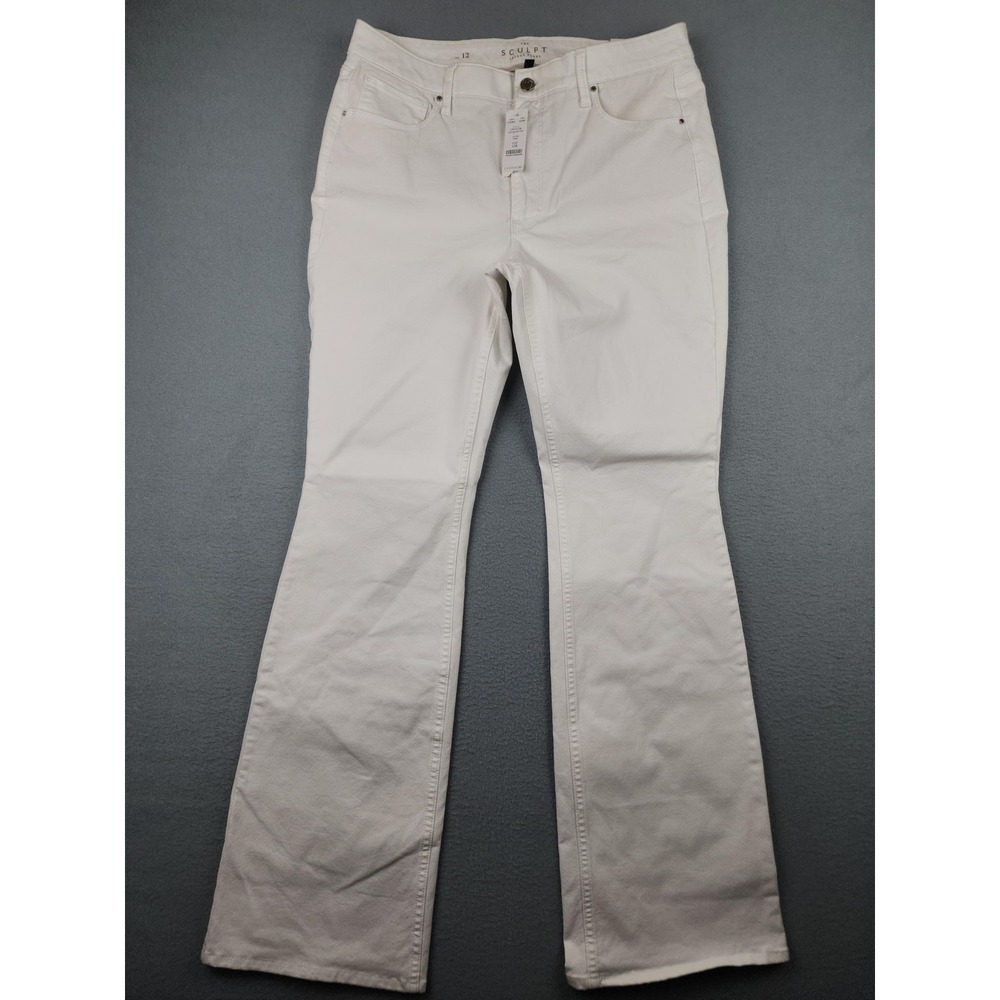 White House Black Market Jeans Womens 12 White High Rise Skinny Flare Denim NWT